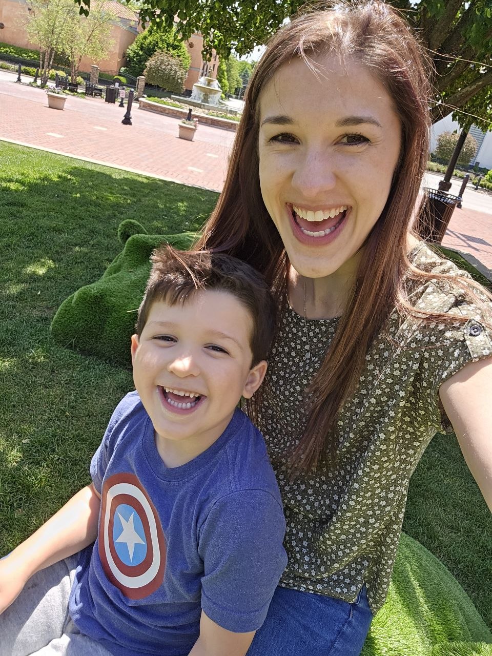 Sarah laughing with her son